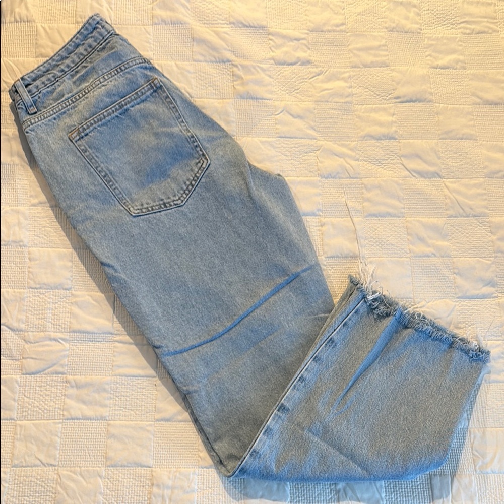 Zara Blue High Rise Straight Jeans